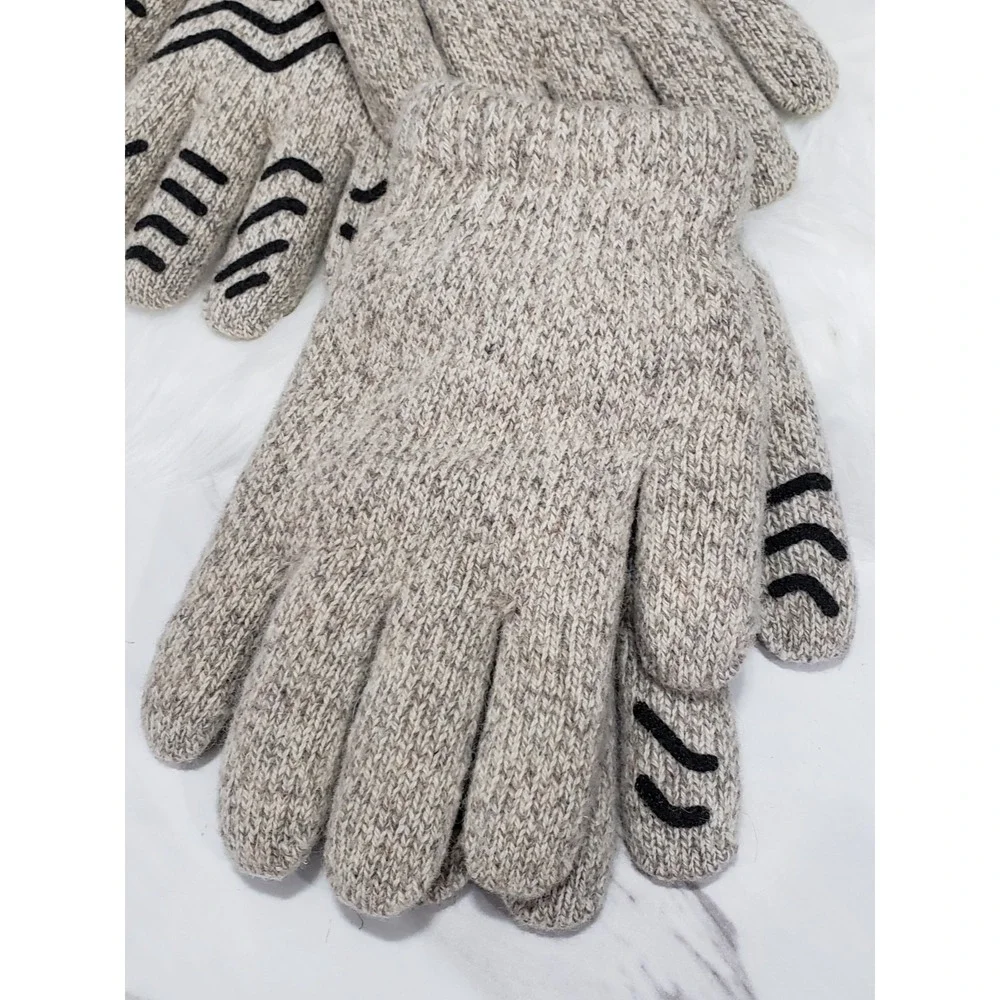 NEW VINTAGE PVC GRIP Wells Lamont Knit Gloves Winter Work Garden Outdoor Gray